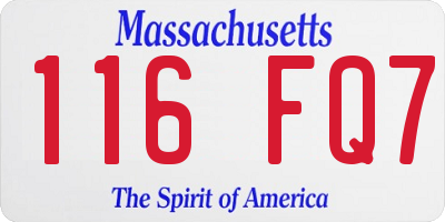 MA license plate 116FQ7