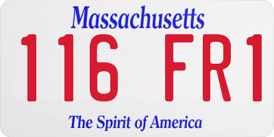 MA license plate 116FR1
