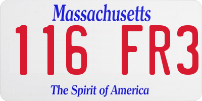 MA license plate 116FR3