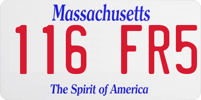 MA license plate 116FR5