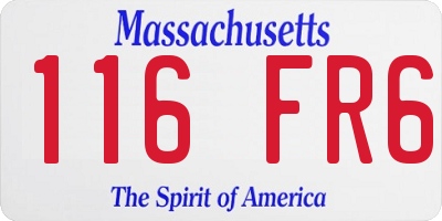 MA license plate 116FR6