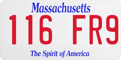 MA license plate 116FR9