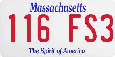 MA license plate 116FS3