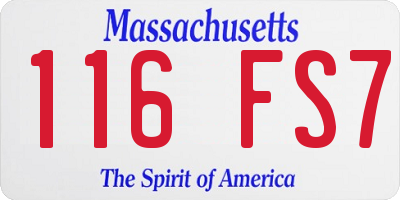 MA license plate 116FS7