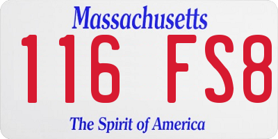 MA license plate 116FS8