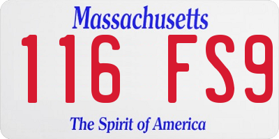 MA license plate 116FS9
