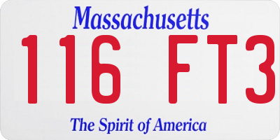 MA license plate 116FT3