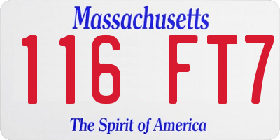 MA license plate 116FT7