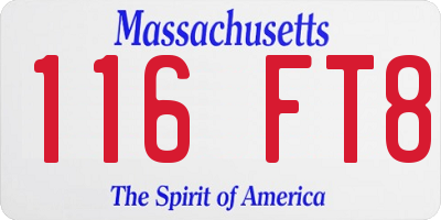 MA license plate 116FT8