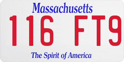 MA license plate 116FT9