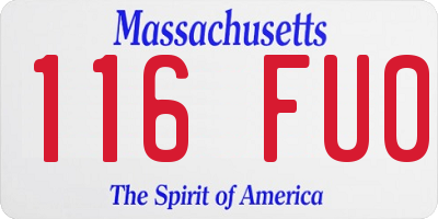 MA license plate 116FU0