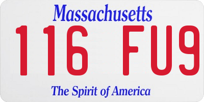 MA license plate 116FU9