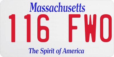 MA license plate 116FW0
