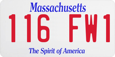 MA license plate 116FW1