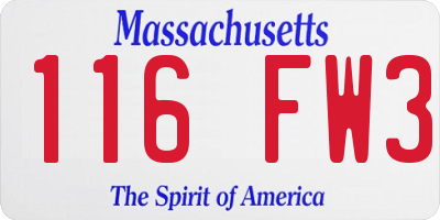 MA license plate 116FW3