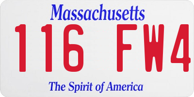 MA license plate 116FW4