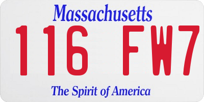 MA license plate 116FW7