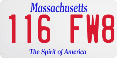 MA license plate 116FW8