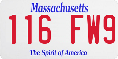 MA license plate 116FW9