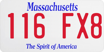 MA license plate 116FX8