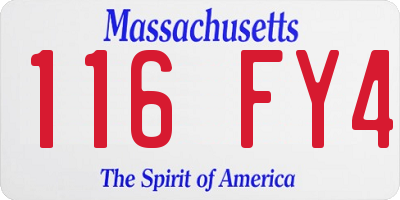 MA license plate 116FY4