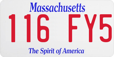 MA license plate 116FY5