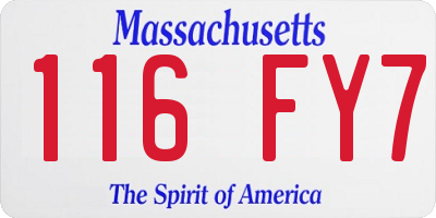 MA license plate 116FY7