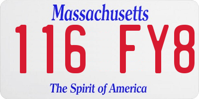 MA license plate 116FY8