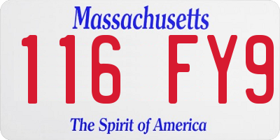 MA license plate 116FY9