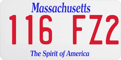 MA license plate 116FZ2