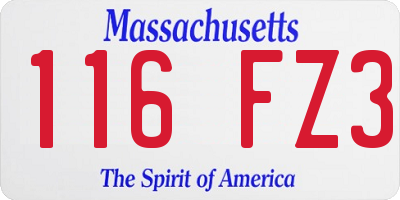 MA license plate 116FZ3