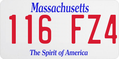 MA license plate 116FZ4