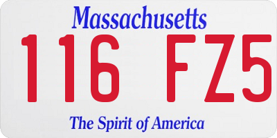 MA license plate 116FZ5