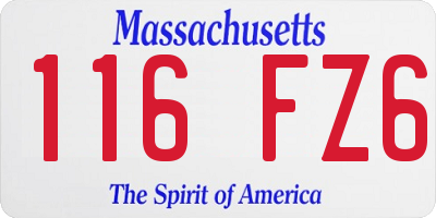 MA license plate 116FZ6