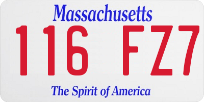 MA license plate 116FZ7