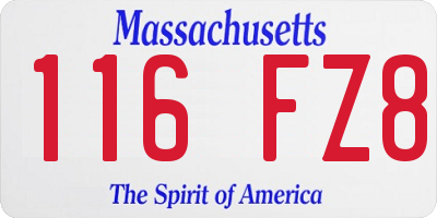 MA license plate 116FZ8