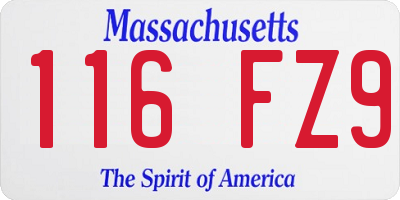 MA license plate 116FZ9