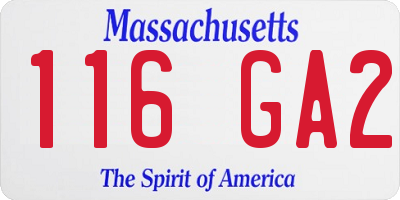 MA license plate 116GA2