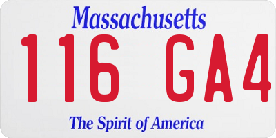 MA license plate 116GA4