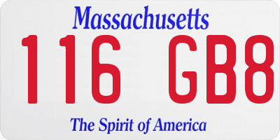 MA license plate 116GB8