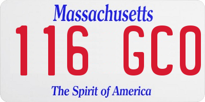 MA license plate 116GC0