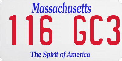 MA license plate 116GC3