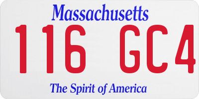 MA license plate 116GC4