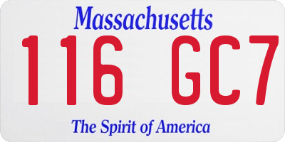 MA license plate 116GC7