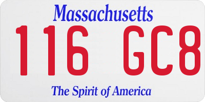 MA license plate 116GC8