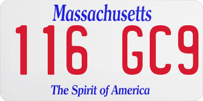 MA license plate 116GC9
