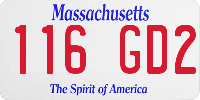 MA license plate 116GD2