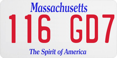 MA license plate 116GD7