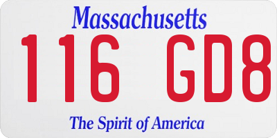 MA license plate 116GD8