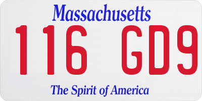 MA license plate 116GD9